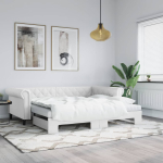 Diivanvoodi v&auml;ljat&otilde;mmatava osaga, valge, 90x200 cm, kunstnahk