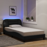 Voodiraam led-iga ilma madratsita hvar must 100x200 cm kangas