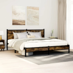 Metallist voodiraam ilma madratsita suitsutatud tamm 180x200 cm