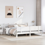 Voodiraam peatsiga ilma madratsita valge 200x200 cm