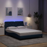 Voodiraam led-iga ilma madratsita, sinine, 140x200 cm, kangas