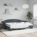 Diivanvoodi v&auml;ljat&otilde;mmatava osaga, tumehall, 80x200 cm samet