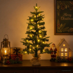 Mini j&otilde;ulupuu 60 cm 25 led-i soe valge pvc ja pe roheline