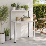 Istutuslaud 80 x 50 x 104 cm pulberv&auml;rvitud teras valge