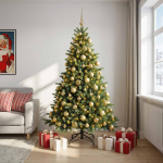 Kunstkuusk koos j&otilde;ulukuuliga 180 cm 300 led-i soe valge