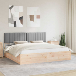 Voodiraam pehme peatoega peaga helehall 200 x 200 cm tahke m&auml;nd
