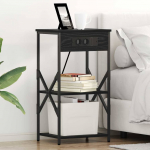 &Ouml;&ouml;lambi kapp riiuliga 2 pcs must tamm 41 x 31 x 76 cm tehispuit