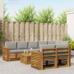 Diivanikomplektid 9 pcs looduslik ja hele hall tugev akatsiapuu