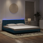 Voodiraam led ilma madratsita hanko, sinine, 200x200 cm, samet