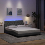 Voodiraam led-iga ilma madratsita, helehall, 160x200 cm, kangas