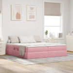 Voodi hoiukohaga ja madratsiga roosa 180 x 200 cm samet