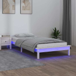 Led-voodiraam, valge, 90 x 190 cm, m&auml;nnipuit