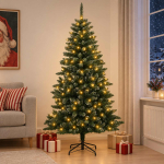 Kunstlik kokkupandav j&otilde;ulupuu 210 cm 300 led-i soe valge