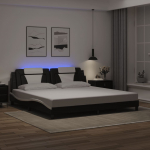 Voodiraam viana lediga ilma madratsita, must ja valge, 200x200 cm