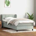 Box vedruvoodi madratsiga helehall 80x210 cm samet