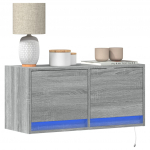 Teleri seinakapp led-tuledega, hall sonoma tamm, 80x31x38 cm