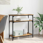 Konsoollaud riiuliga vana puit 75 x 29 x 75 cm tehispuit