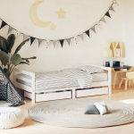 Lastevoodi raam sahtlitega, valge, 80 x 160 cm, m&auml;nnipuit