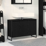 Vannitoa kapp ladustamisega must tamm 90 x 30 x 60 cm tehispuit