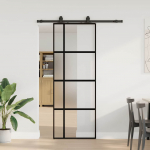 L&uuml;kanduks riistvara komplektiga must 76x205 cm karastatud klaas
