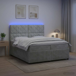 Led kastivoodiga madrats peaga helehall 200 x 200 cm samet