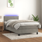 Kontinentaalvoodi madrats ja led, helehall, 80x200 cm, samet