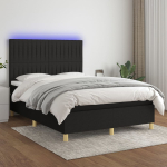 Kontinentaalvoodi madrats ja led, must, 140x200 cm, kangas