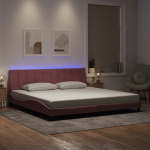 Voodiraam led ilma madratsita hanko, roosa, 200x200 cm, samet