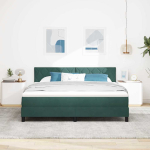 Led box spring voodi peaga tume rohelise 180 x 200 cm samet