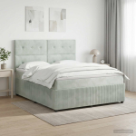 Vedruvoodi madratsiga peaga helehall 140 x 200 cm samet