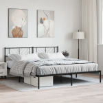 Metallist voodiraam peatsiga, must, 200x200 cm