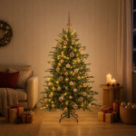 Kunstkuusk koos j&otilde;ulukuuliga 120 cm 150 led-i soe valge