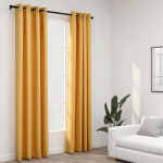 Linase v&auml;limusega pimendavad kardinad 2 tk kollane 140x245 cm