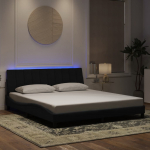 Voodiraam led ilma madratsita hanko, must, 180x200 cm, samet