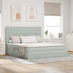 Voodi led -ribatuledega peaga helehall 180 x 200 cm samet