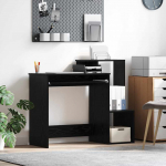 Laud sahtliga riiuliga must tamm 106 x 41 x 88.5 cm tehispuit