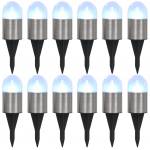 P&auml;ikesepatareidega maapinnavalgustid, 12 tk led-tuled, valge