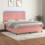 Kontinentaalvoodi madrats, led, roosa, 160x200 cm, samet