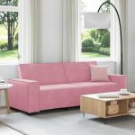 3-kohaline diivan, roosa, 220 x 78 x 84 cm, samet