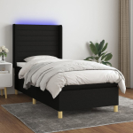 Kontinentaalvoodi madrats ja led, must, 80x200 cm, kangas