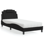 Voodi viana koos madratsiga, must, 90 x 190 cm, kunstnahk