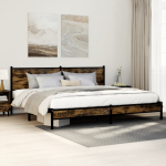 Metallist voodiraam ilma madratsita suitsutatud tamm 200x200 cm