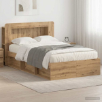 Voodiraam ladustamisega artisan tamm 120 x 190 cm tehispuit