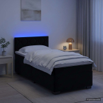 Kasti vedru madratsiga ja led valgusega voodi must 90 x 190 cm