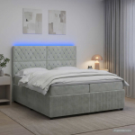 Led kastivoodiga madrats peaga helehall 200 x 200 cm samet