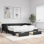 Diivanvoodi v&auml;ljat&otilde;mmatava osaga, must, 90x200 cm, kangas