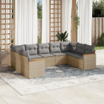 9-osaline aiadiivani komplekt patjadega, beež, pol&uuml;rotang