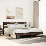 Metallist voodiraam ilma madratsita suitsutatud tamm 193x203 cm