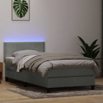 Kontinentaalvoodi madrats ja led helehall 80x210 cm samet