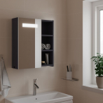 Led-valgustusega vannitoa peegelkapp, helehall, 45 x 13 x 52 cm